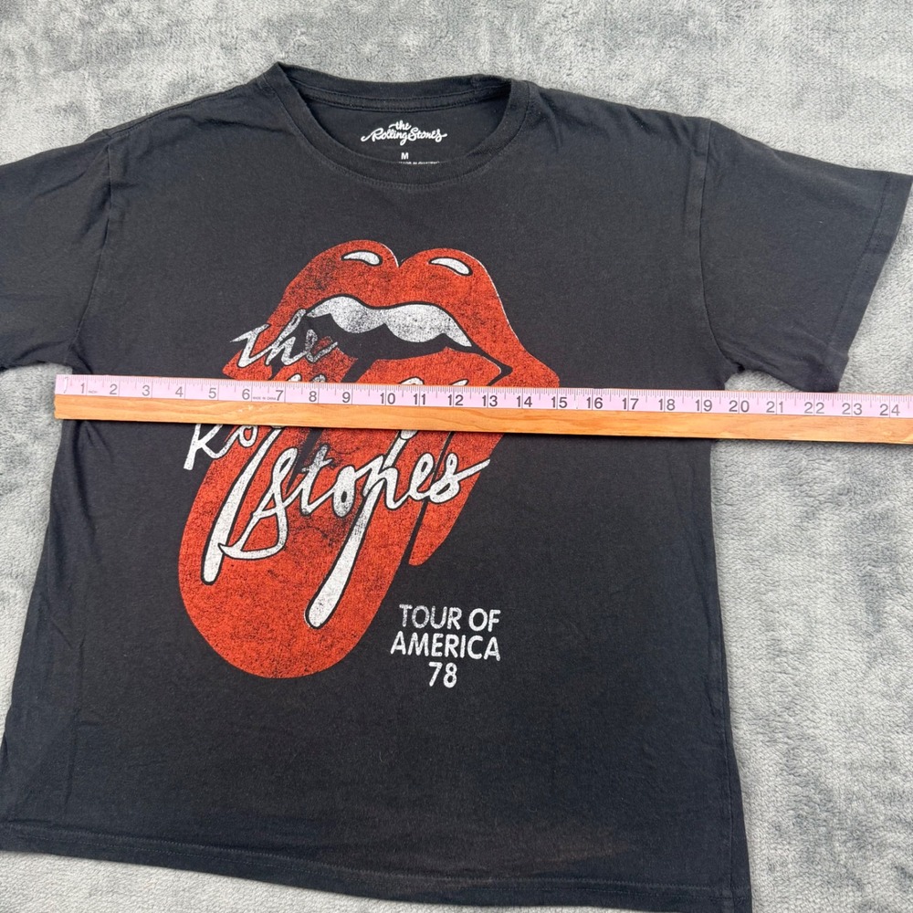 Rolling Stones Tour of America 78 Graphic Tee Black Boxy Cropped Shirt Medium - Picture 5 of 7